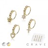 8PCS OF ASSORTED CZ DANGLE 316L SURGICAL STEEL O-RING NOSE HOOP BOX